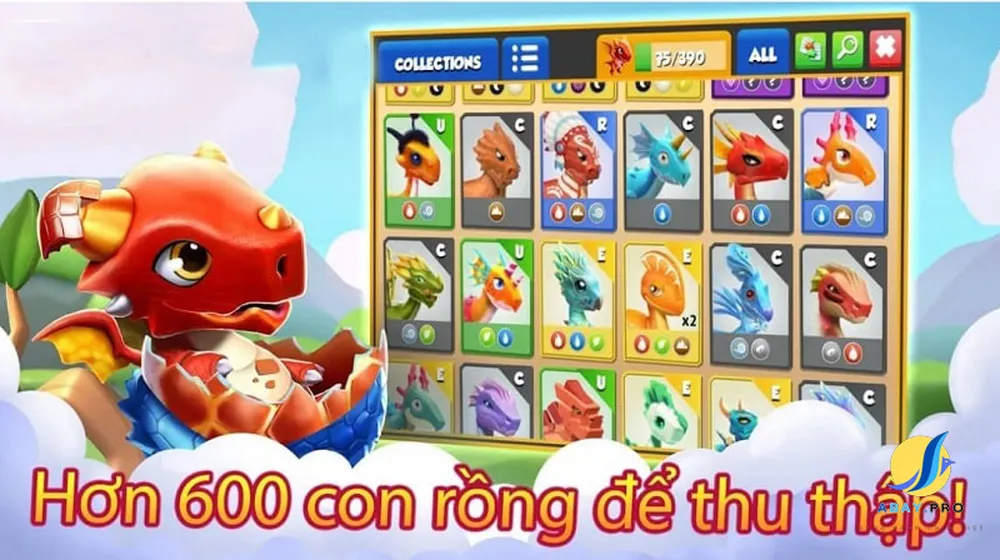 Rồng trong Dragon Mania Legends APK rất đa dạng