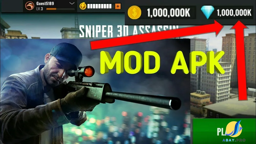 Giao diện và game play Sniper 3D hack